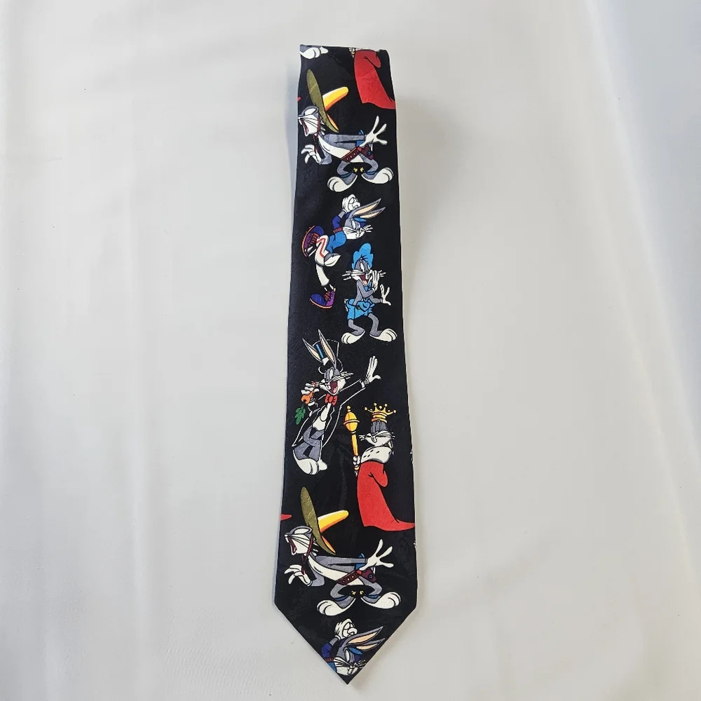 Warner Bros Looney Tunes 90s Bugs Bunny Nostalgia Neck Tie Western Sports